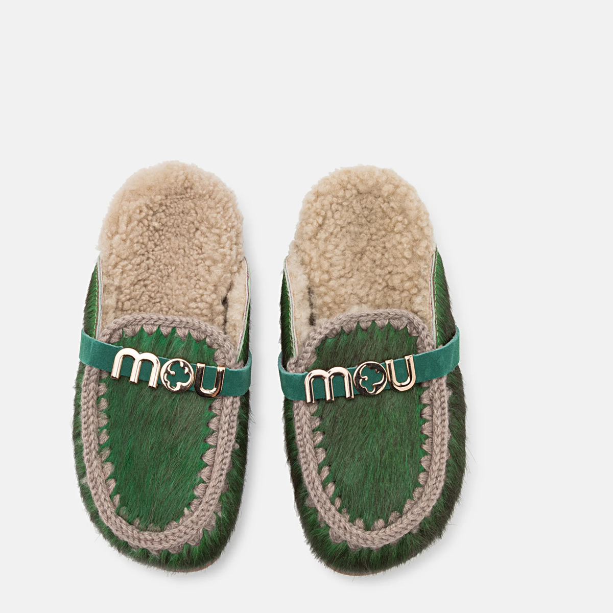 MOU WINTER BIO SLIDE LONG HAIR PONYSKIM LETTER LOGO