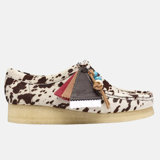CLARKS WALLABEE BROWN COW PRINT