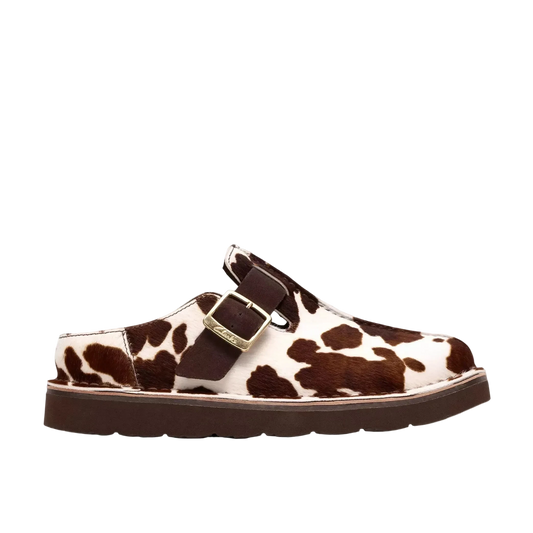 CLARKS SOLSBURY MULE COW PRINT
